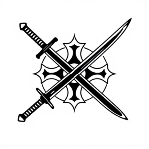 A sword, an inverted cross