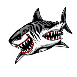 American Traditional black tiger shark