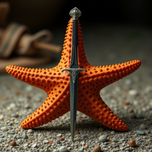 An starfish with a sword in each hand