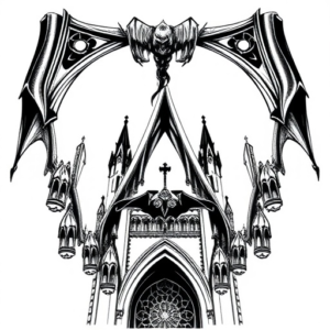 Bat hanging from bottom of cathedral