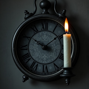 Clock with candle and eye