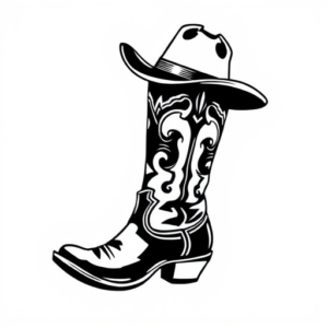 Horror Cowboy boot with a cowboy hat