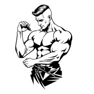 Muscular man with iv pin in hand