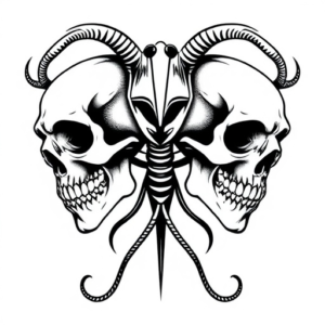 Two skulls , Gemini , alien