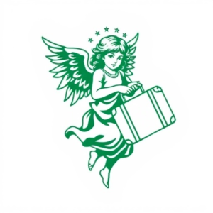 angel holding a suitcase