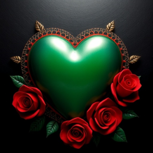 big metal heart and roses
