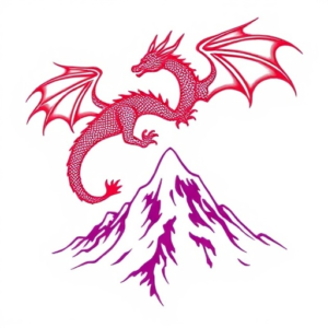 two dragons flying over mountain