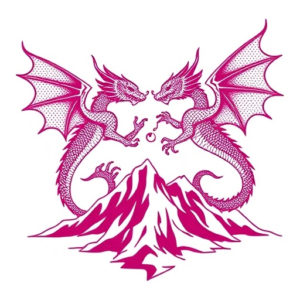 two dragons flying over mountain