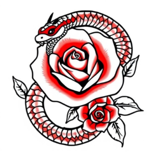 A snake arrounds a Rose