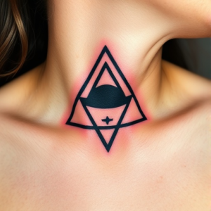 Bold geometric triangle on throat