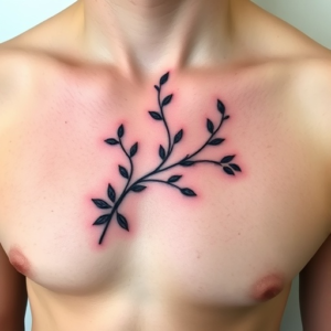 Delicate vine wrapping around throat tattoo
