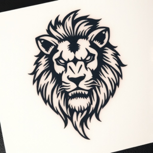 Head tattoo of a fierce lion’s mane
