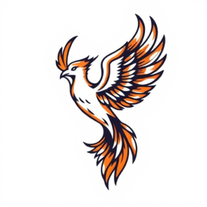 Head tattoo of a phoenix in flight