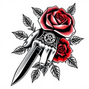 Knife rose bondage hand