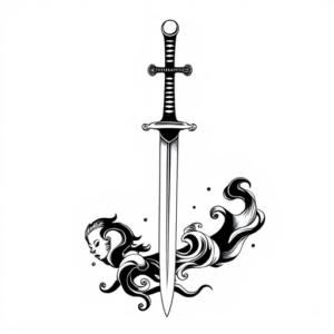 Sword tattoo small in size on my back must be realistic and attractive musculine