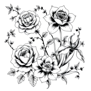 Vines roses chrysanthemum peony iris dainty
