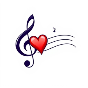 music note with a heart