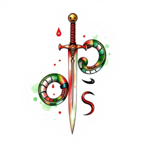 sword and snakes tattoo