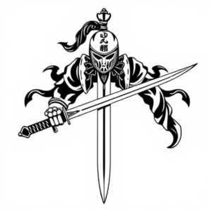 sword strike mark, knight cut in two