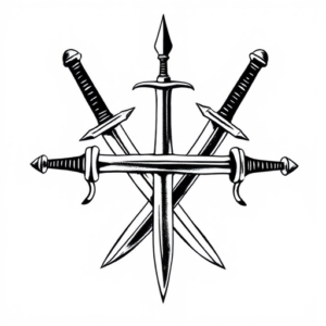 sword strike mark, knight cut in two