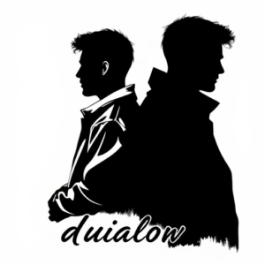 2 silhouettes of a guy, 1 light, other behind him, dark