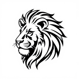 A lion face, left side of mane made from the outline of 2 letter Js