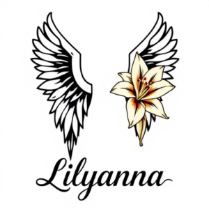 Angel wings, lilys