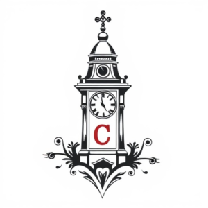 Clock tower with C on it