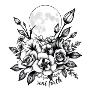 Gardenias and tulips and roses with a moon