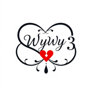 Infinity symbol with name WyWy inside it and the number 3 and a heart with teardrops