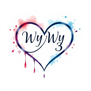 Infinity symbol with name WyWy inside it and the number 3 and a heart with teardrops