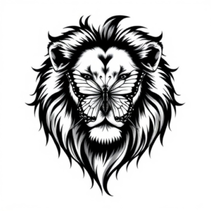 Lion with butterfly on nose