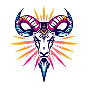 Taurus symbol, bright colorsand flare