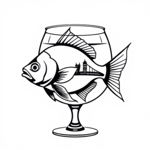 a fish that is in a raki glass and I want Galata bridge on the back floor of the fish