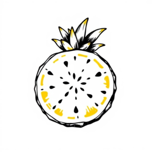 dragonfruit with a slice of pineapple tattoo