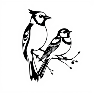 tribal tattoo of 2 birds a bluejay and robin