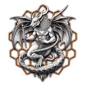 3d mythology with honeycomb bachground