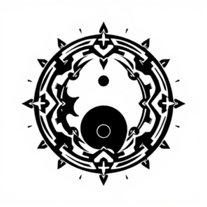 A circular tattoo similar to ying-yang sign