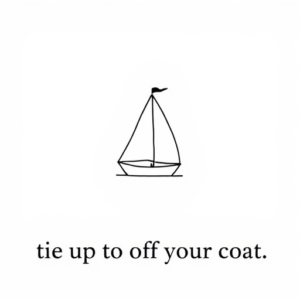 A simple line drawing symbolizing the lyric “tie up the boat take off your coat”