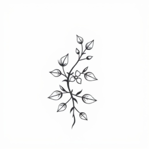 A simple vine of leaves wrapped around middle to the outer hand a small flower or gem