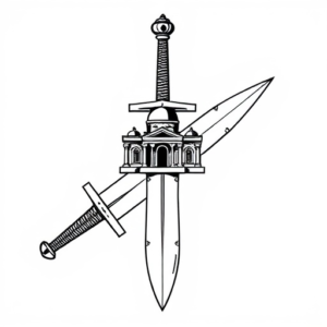 ANCIENT HEBREW SWORD WITH HEBREW RELIC TEMPLE ON THE SWORD BLADE FOR UPPER ARM