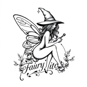 Fairy witch tattoo machine sketch