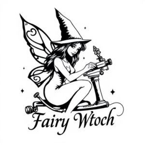 Fairy witch tattoo machine sketch