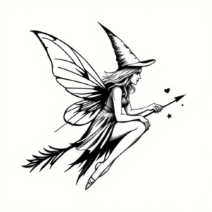 Fairy witch tattoo sketch