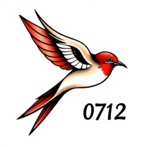 Swallow with 0712 in the picture