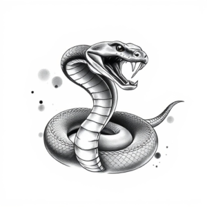 A snake, black - gray in color, looking fierce.