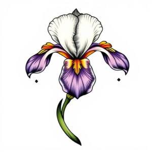 iris flower surrending the chest