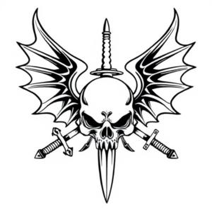wings dragon dagger skull