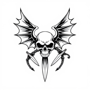 wings dragon dagger skull