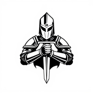 A knight with a sword in his hands folded on his chest